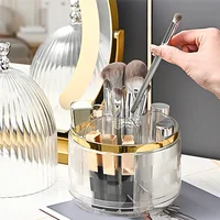 Makeup Brush Holder 360° Rotating Makeup Brush Holder Dustproof Make Up Brush Container With Clear Acryliccover B 2