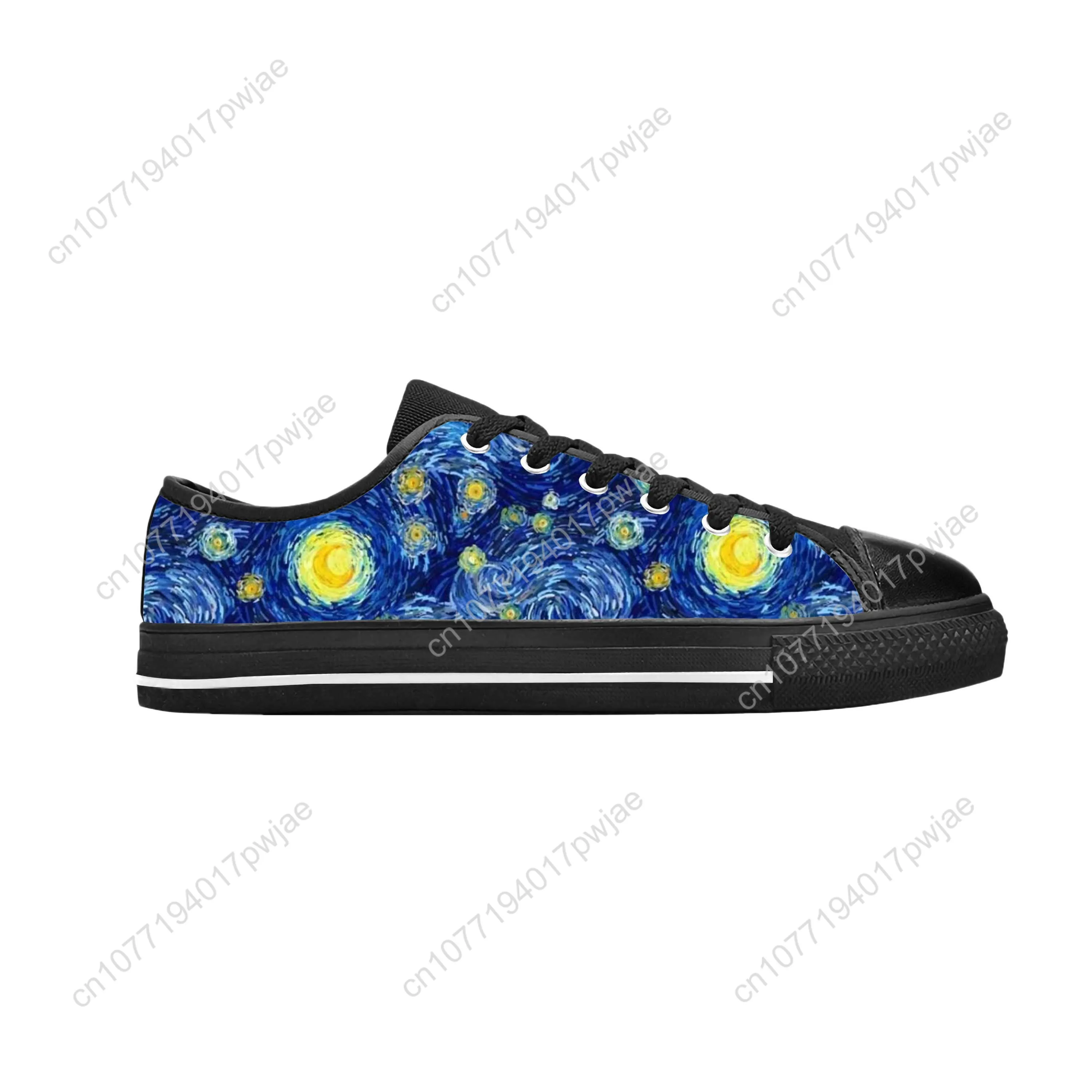 Vincent Van Gogh Oil Painting Pattern Art Fashion Casual Cloth Shoes Low Top Comfortable Breathable 3D Print Men Women Sneakers
