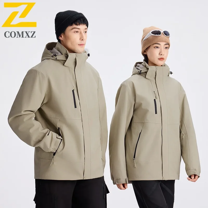 COMXZ Urban Mens Jacket Premium Hooded Outdoor Adventure Thickened Warm Parka Street Style Comfortable Winter Mens Clothing