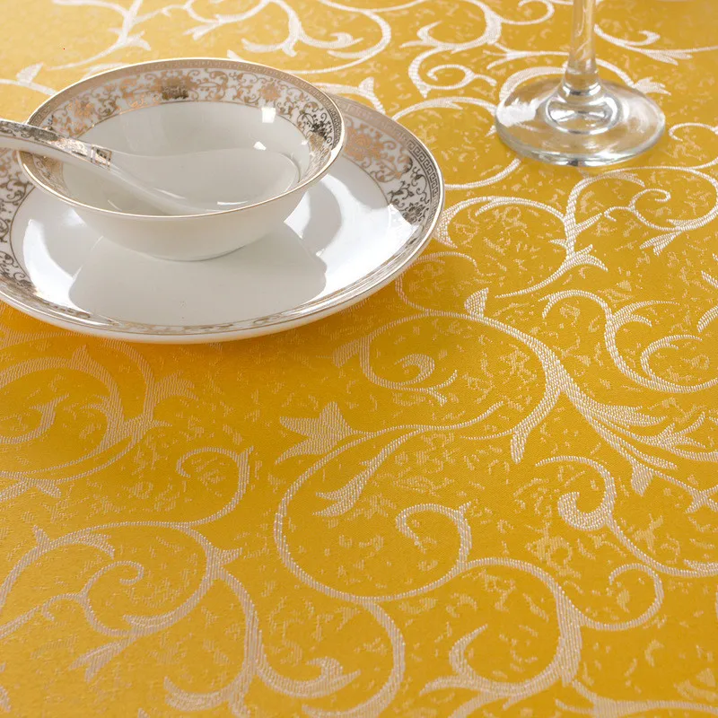 Polyester Jacquard Round Tablecloth Wedding Table Cover Cloth Damask Pattern Table Decoration Hotel Restaurant Party Banquet Table Cloth Rectangular Tablecloth