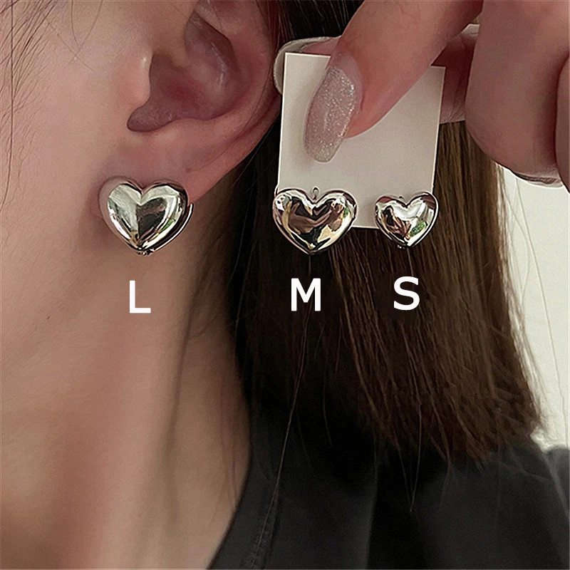 New-Fashion-Simple-Small-Medium-Large-Heart-Earrings-For-Women-Designer ...