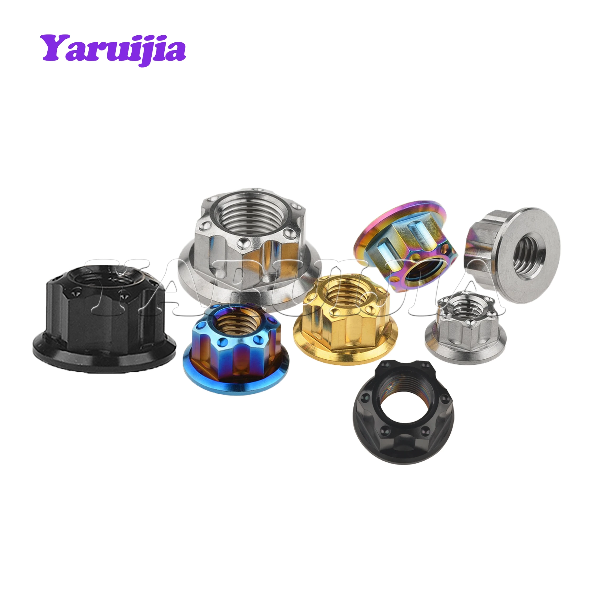 Yaruijia 티타늄 너트, 오토바이 자전거 자동차용 Torx 플랜지 너트, M6, M8, M10, M12x1.25, M14x1.5, M16x1.5
