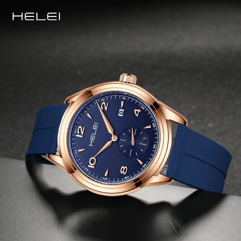 HELEI Men's Quartz Watch Trendy Design Dial Waterproof Quartz Movement Business Watch Waterproof Men's Watches