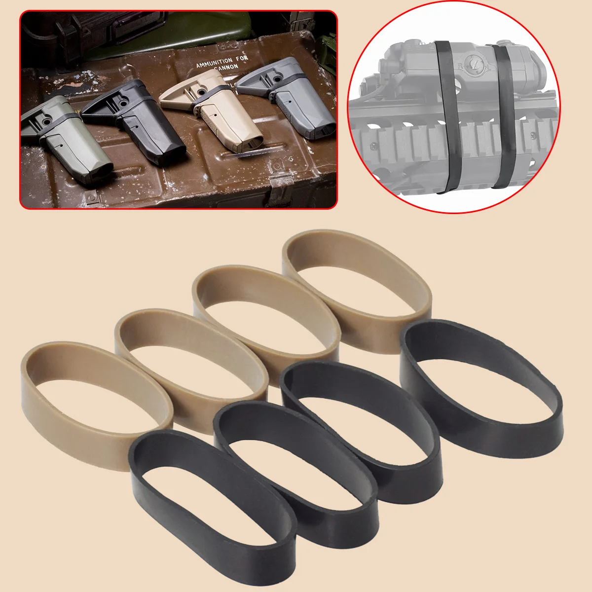 Elastic Rubber Hunting Airsoft Rubber Bands For Flashlight Laser Sight