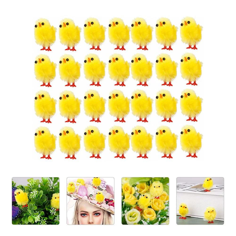 

60 Pcs Fur Has Easter Decoration Party Supply Chicken Top Hat Scene Adornment Baby