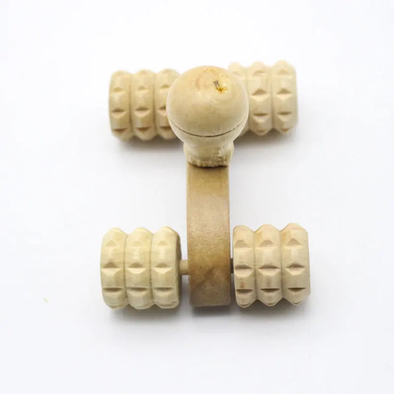 Tcare Solid Wood Full-body Four Wheels Wooden Car Roller Relaxing Hand Massage Tool Reflexology Face Hand Foot Back Body Therapy massage tool