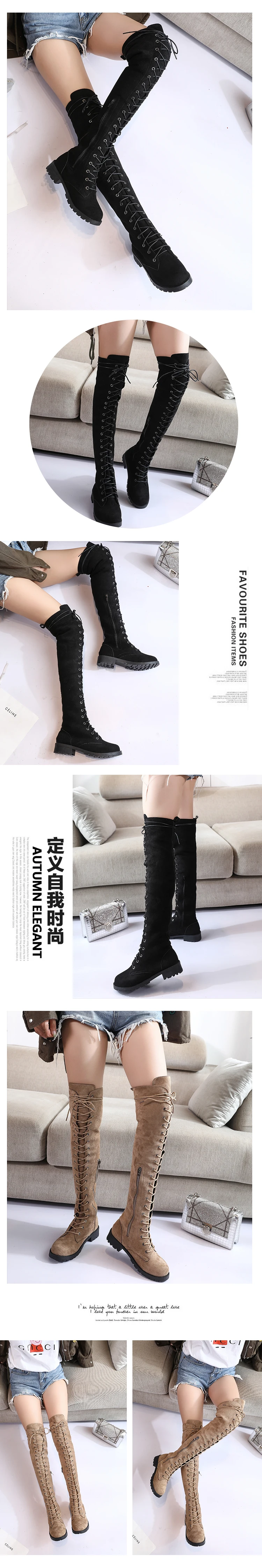 Sexy Lace Up Over The Knee Boots Women 2023 Autumn Winter Flat Heels Platform Gothic Shoes Female Long Thigh High Boots Fashion