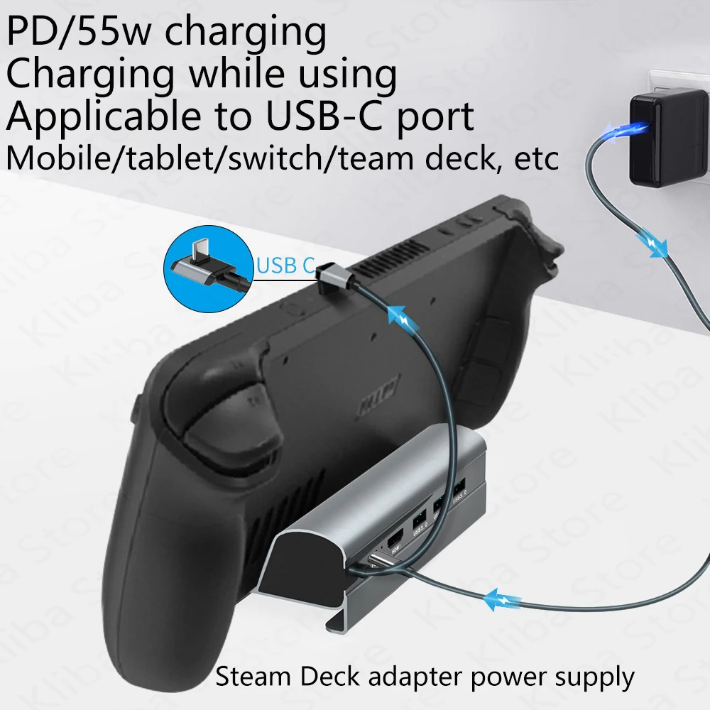 Steam Deck Dock Station Suporte de Base de tv Docking do Suporte do Hub Usb c para Rj45 Ethernet Hdmi Carregador Usb 3.0 tipo c para Console Steamdeck - Image 4