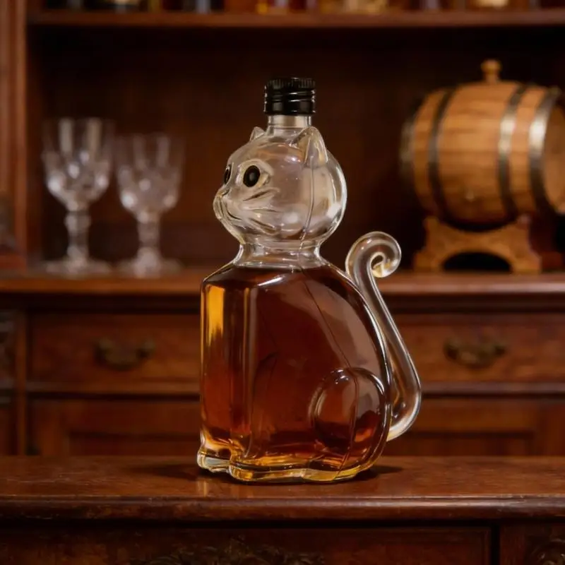 독특한 고양이 디자인 고붕규산 유리 위스키 디켄터 기능 안전한 알코올 보관 및 가정용 밀폐 씰 K43D
