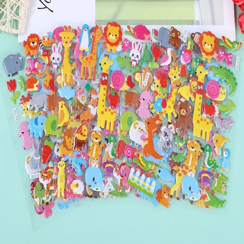 40 gemischte Packungen Kinder aufkleber geschwollene Massen aufkleber für Mädchen Junge Geburtstags geschenk Scrap booking Tiere Cartoon – Detail 6