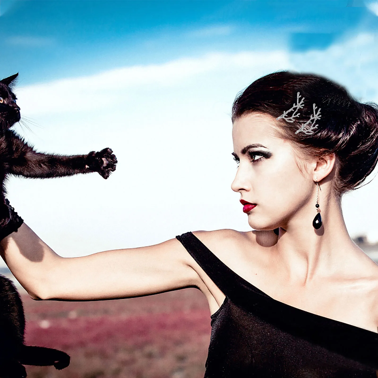 2Pcs 앤틀러 헤어핀 브랜치 헤어 클립 빈티지 스타일 헤어 액세서리 여성용 우아한 장식 소녀용 앤틀러 헤어핀