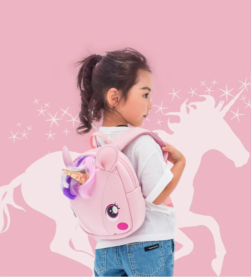 Baby Girl Backpack Toddler Girl Backpack 3D Unicorn Cartoon Travel Pre School Bag for Kid Backpacks with Safety Leash 1-5 Years