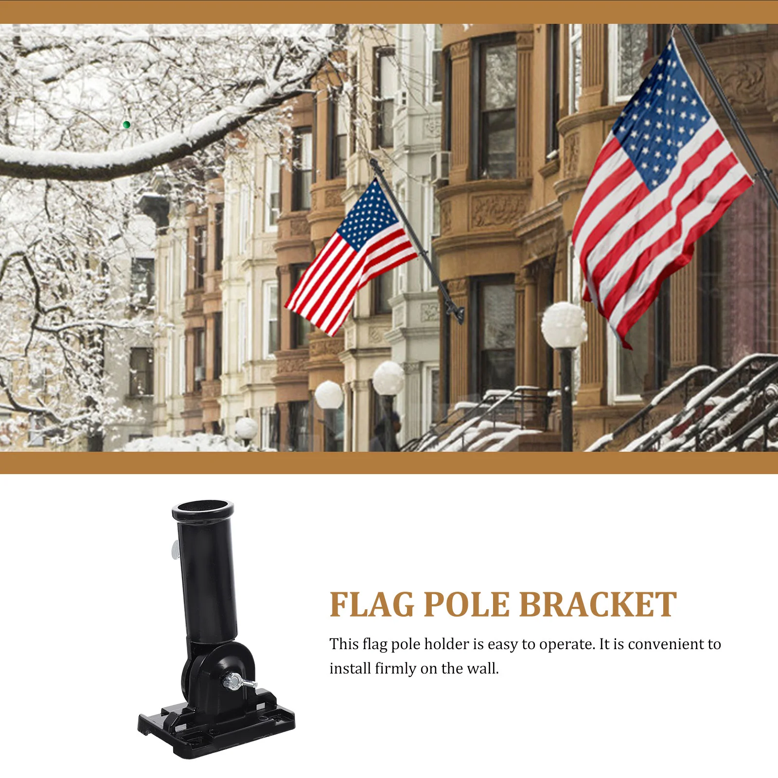 Flag Pole Holder Bracket Flagpole Mount Garden Mounting Outdoor Stand Display Socket Wall House Base Banner Metal Post Rack