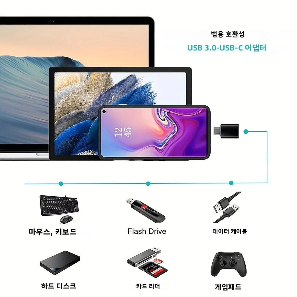4피스 어댑터 세트, USB 암-타입C 수 어댑터, USB-C-USB 변환기, 마이크로 USB-USB-C 커넥터, USB-C-마이크로 수 커넥터