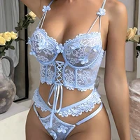 Mckenzie Beaded 3D Flower Lace Up Set 3