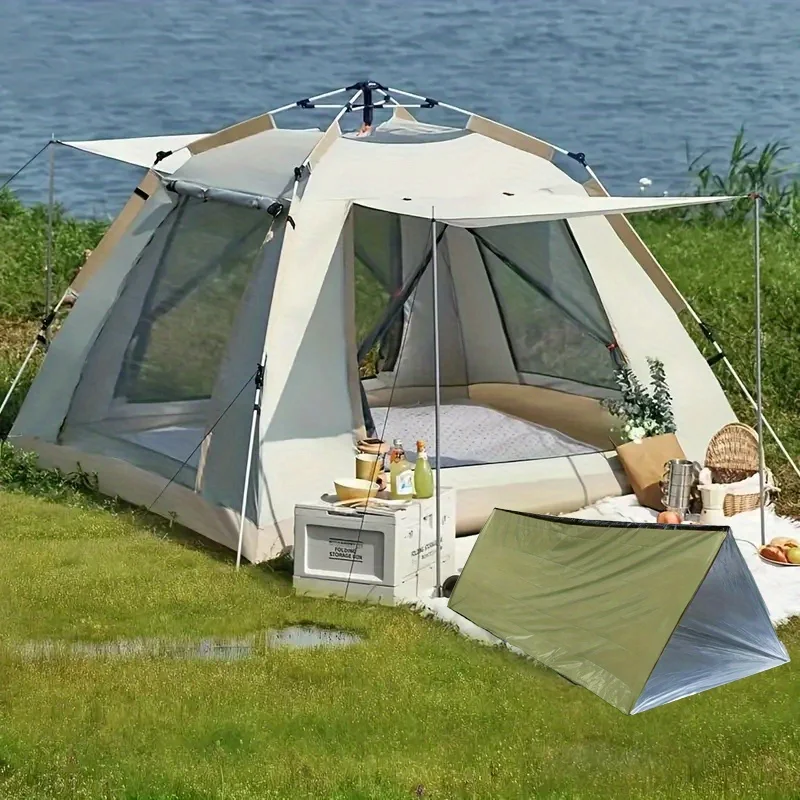 Emergency Tent Equipped with Green Insulation Blanket Durable,cold and Rain Resistant,perfect for Camping and Outdoor Activities