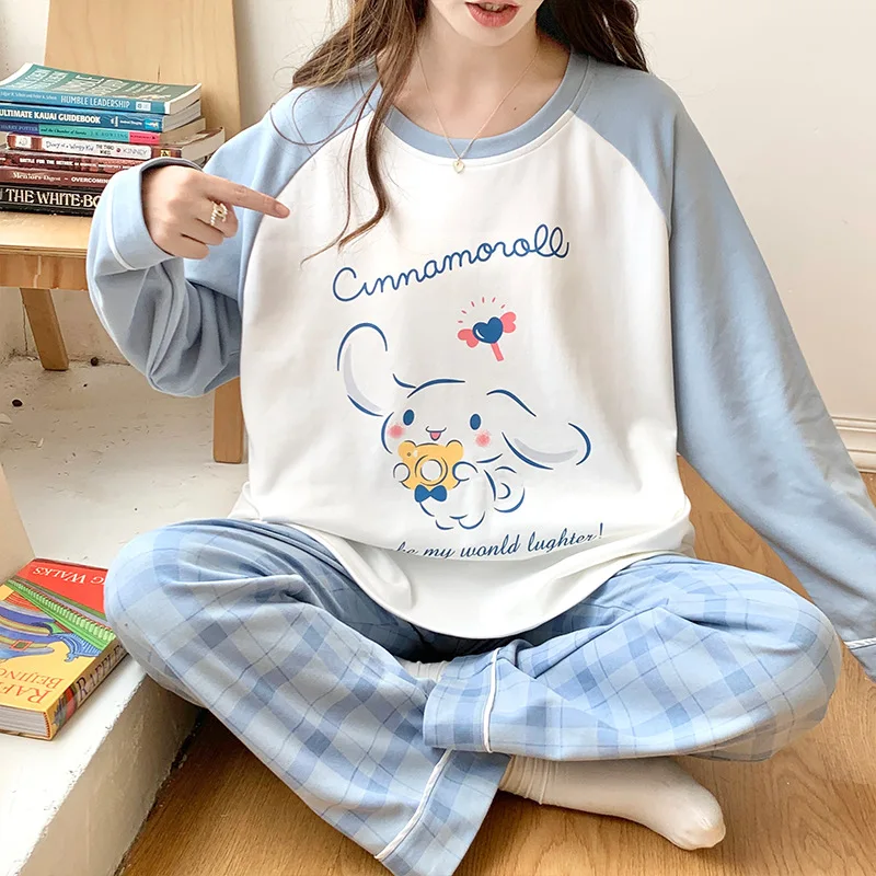 New 2023 Kawaii Sanrio Cartoon Pajamas Home Clothes Women Long Sleeve Pants Set Loungewear Spring Fall Home Wear Girl Gift Y2K