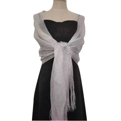Ladies Evening Dress Shawl Party Wedding Prom Temperament Accessories Silk Tassel  Scarf Gold Silver Shawl Clothing Accessories