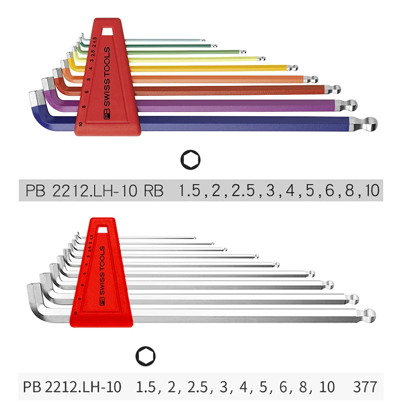 PB SWISS TOOLS 2212LH-10RB レインボーショートヘッド六角セット(パックナシ) PB Swiss Tools 2212LH-10 RB PB Ballend Hex Wrench Set Long Stubby Tip  Rainbow | eBay