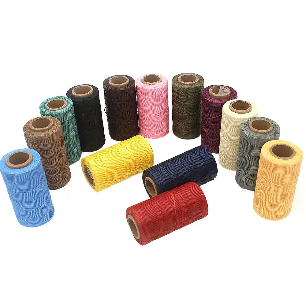 260m 150D 0.8mm Flat Waxed Wax Thread Cord Sewing Craft Wax String for DIY Heavy Duty Leather Work Tool Hand Stitching Repair