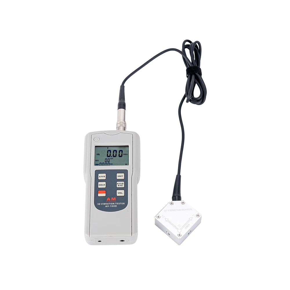 AV-160D 3D Triaxial Vibration meter digital Vibration Tester 10 Hz ~ 1K Hz Mechanical Motion Vibrometer Piezo Vibration Sensor 3