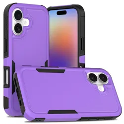 Premium Hybrid Dual Layer Armor Shockproof Case Box - iPhone 15 Pro (PURPLE)