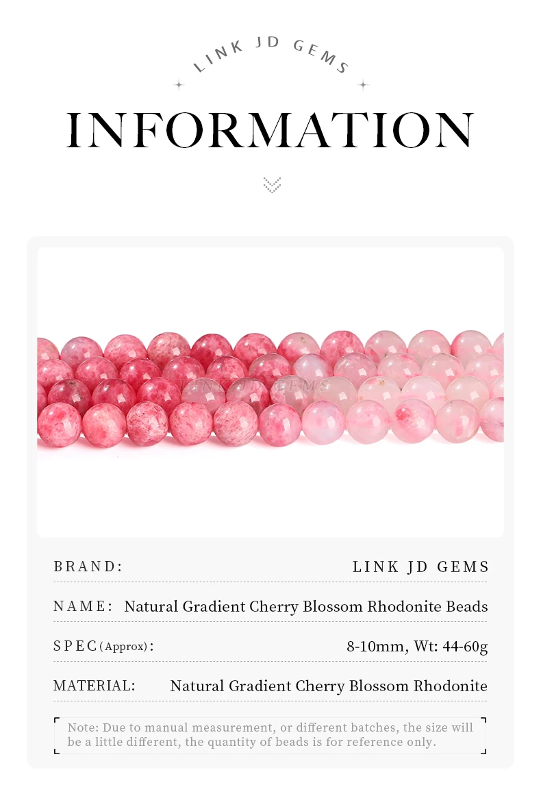 Echte natürliche Farbverlauf Kirschblüte Rhodonit Perlen lose Spacer für Schmuck machen DIY Halskette Armband Zubehör – Detail 2