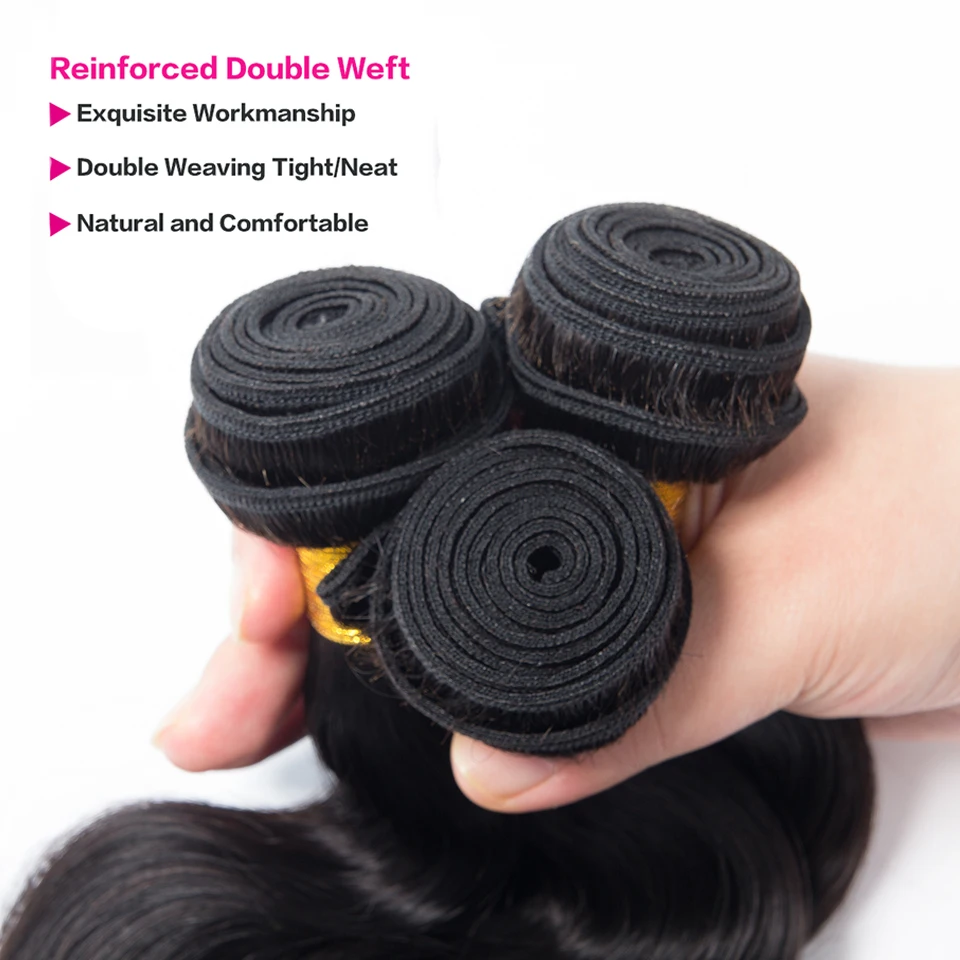 Lulalatoo Body Wave Human Hair Bundles 8-36 Inch Double Weft Brazilian Hair Weave Bundles Natural Remy Extensions