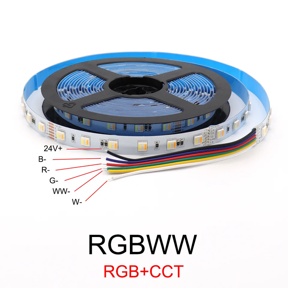 16.4ft RGB LED Strip Light - 5050 Chip, Waterproof, 12V/24V, Color Changing