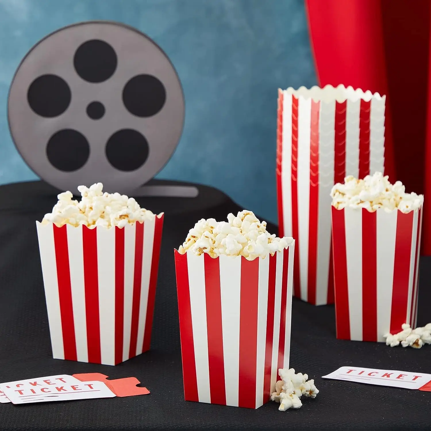 20 Sacchetti Porta Popcorn In Carta – Secchielli Per Caramelle E Snack, Rosso