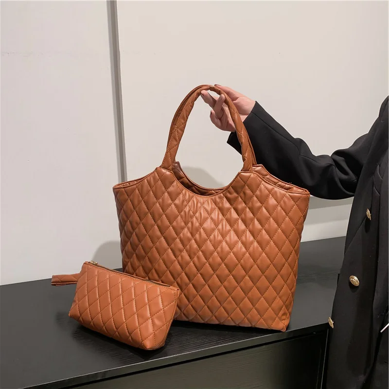 

Женская осенне-зимняя сумка из двух предметов, Большая вместительная сумка с алмазной вышивкой, женская сумка через плечо с верхними ручками