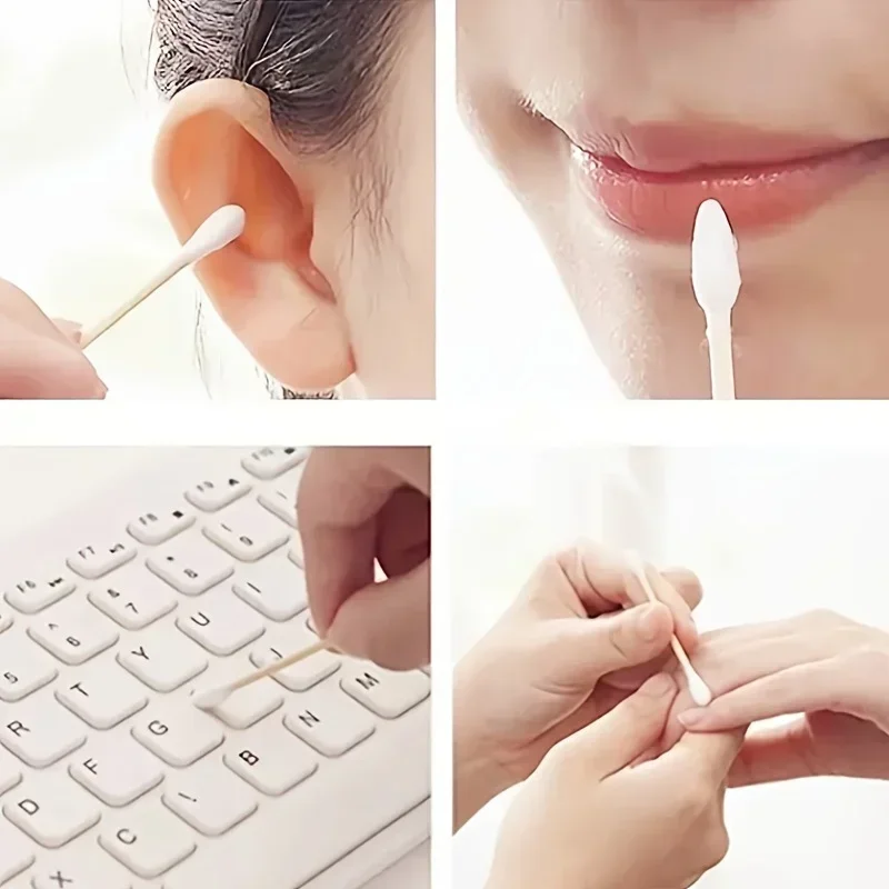 Double Ended Cotton Swabs Household Makeup Removal Ear Digging Hygiene Cleaning Cotton Swabs Disposable Round Head Cleaning 4