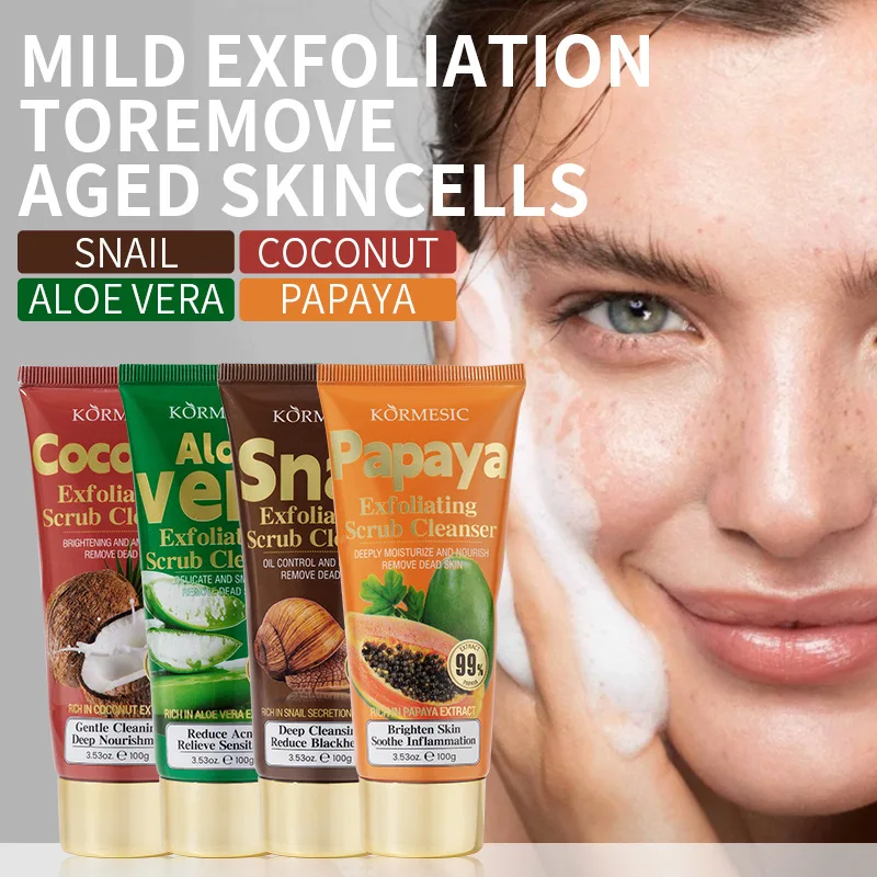KORMESIC Botanical Buff Feuchtigkeitsspendender Peeling-Gesichtsreiniger, feuchtigkeitsspendender Reinigungsschaum, Gesichtspflege_voghion.com