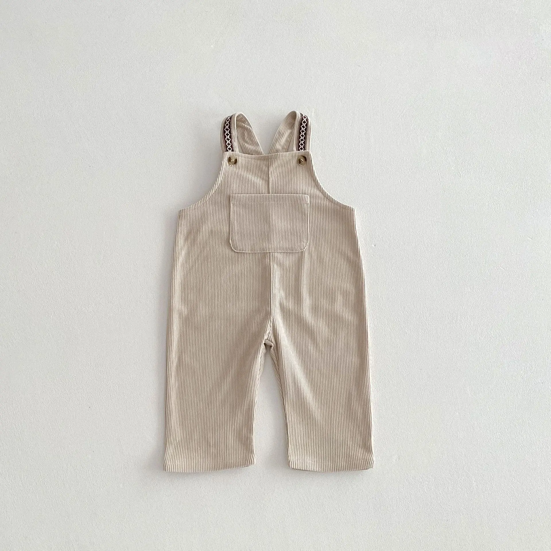 2025 Spring New Children Loose Corduroy Overalls Baby Girls Solid Casual Pants Boys Comfortable Strap Trousers Kids Clothes