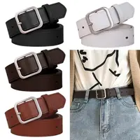 PU Leather Belt For Women Square Buckle Pin Buckle Jeans Black Belt Chic Luxury Brand Fancy Vintage Strap Female Waistband