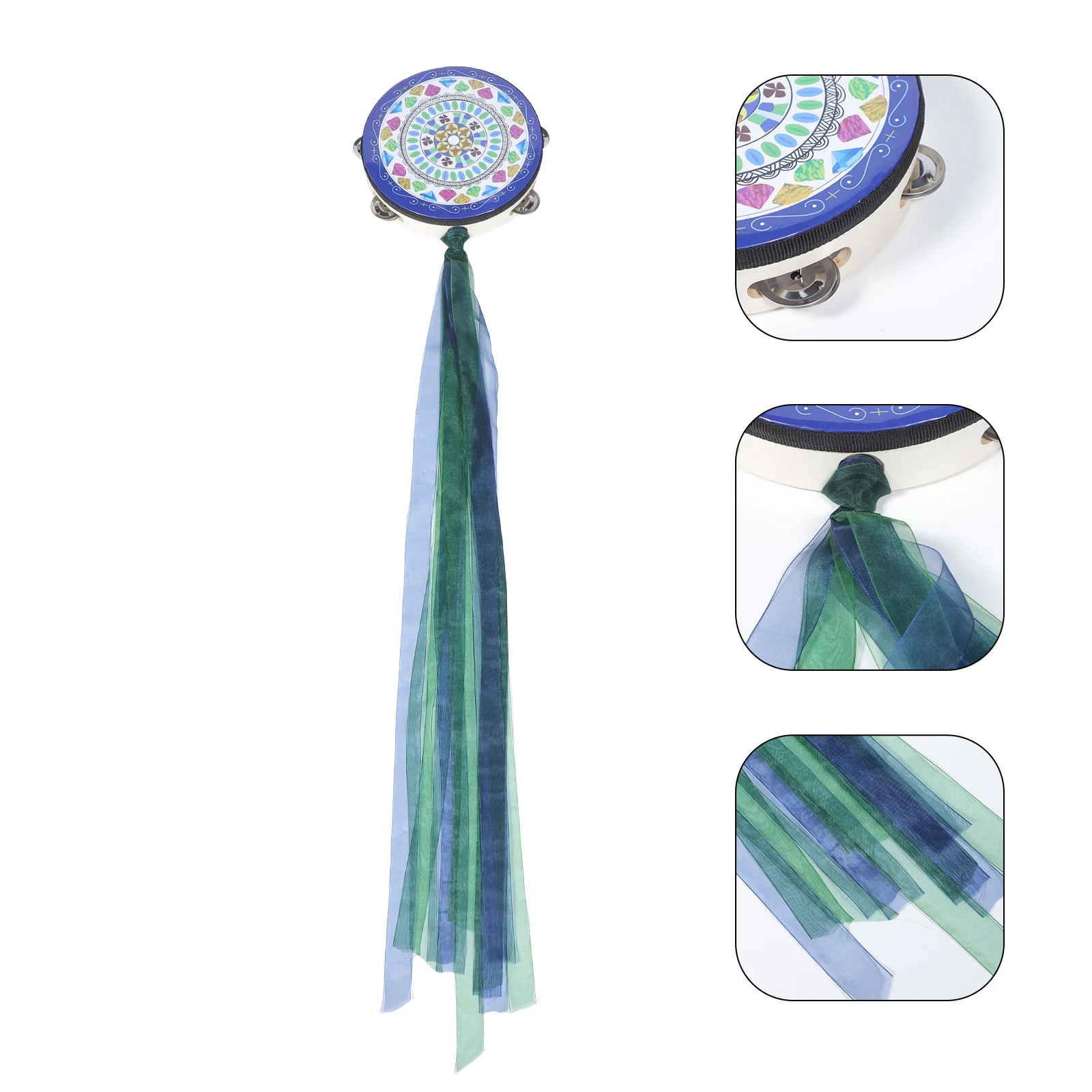 Hand Drum Dance Tambourine Children's Grade Examination Hanfu Photo Props 8-inch Single Row Streamer Tassel Musical Instrument