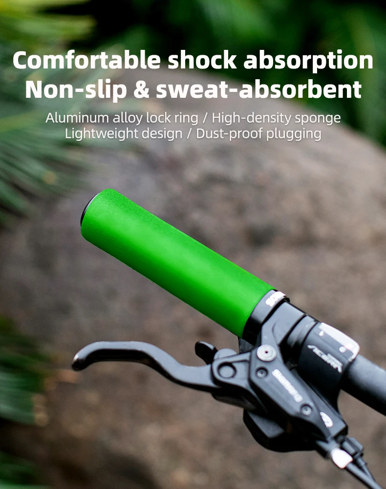 ROCKBROS Anti-Rutsch-Fahrradgriffe, stoßfeste Silikonschwamm-Lenkergriffe, MTB, Rennradgriffe, ultraleichter Fahrradlenker – Detail 1