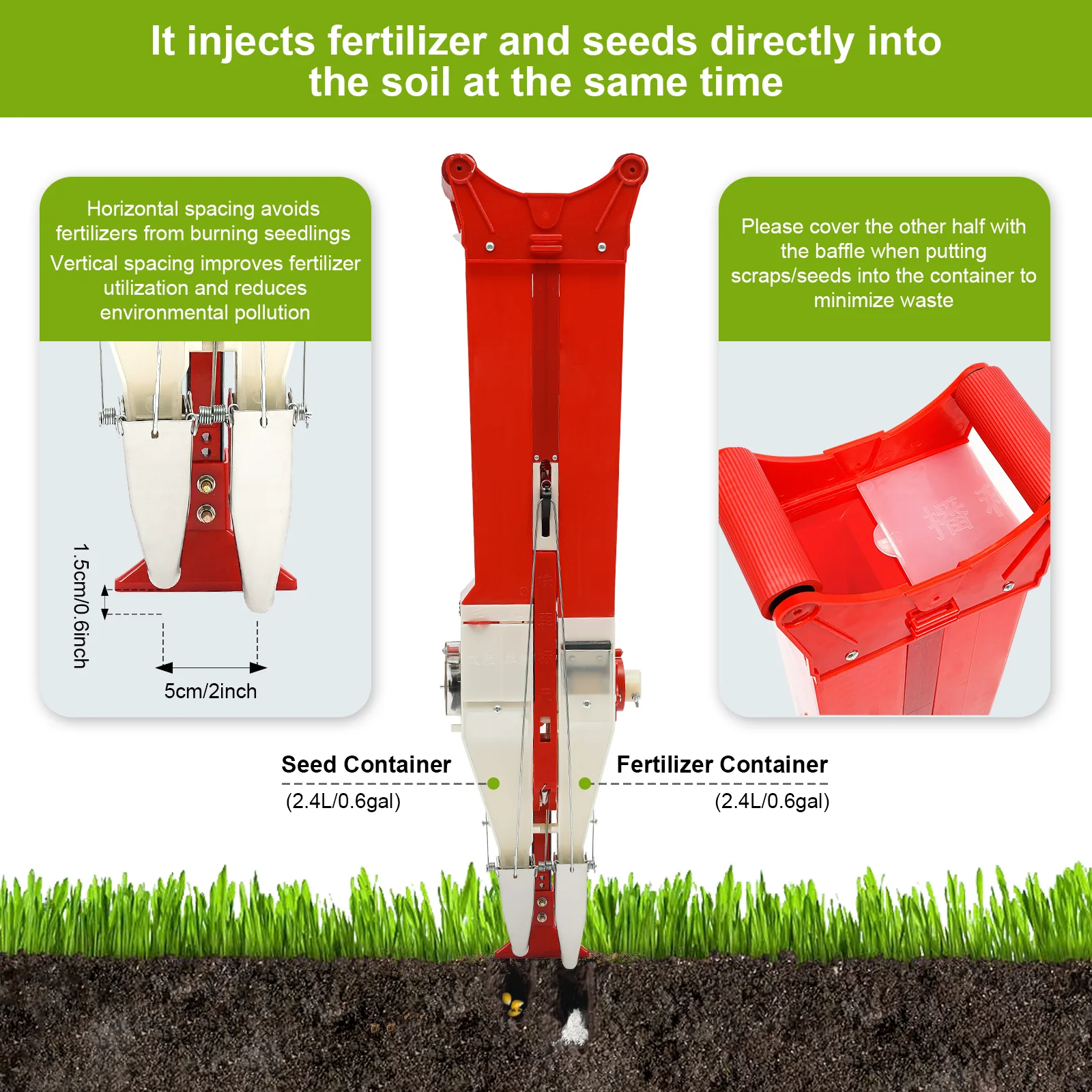 Hand-Held Fertilizer Applicator Household Corn Peanut Seeder Adjustable Efficient Manual Vegetable Garden Planter Tool