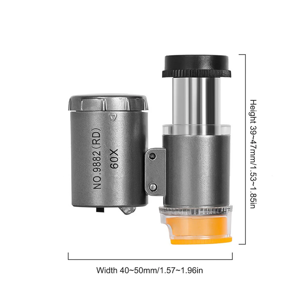 Mini Pocket Microscope Kit 60x Lab Handheld Microscope Battery Powered Microscope with LED Light Kids Science Microscop 6