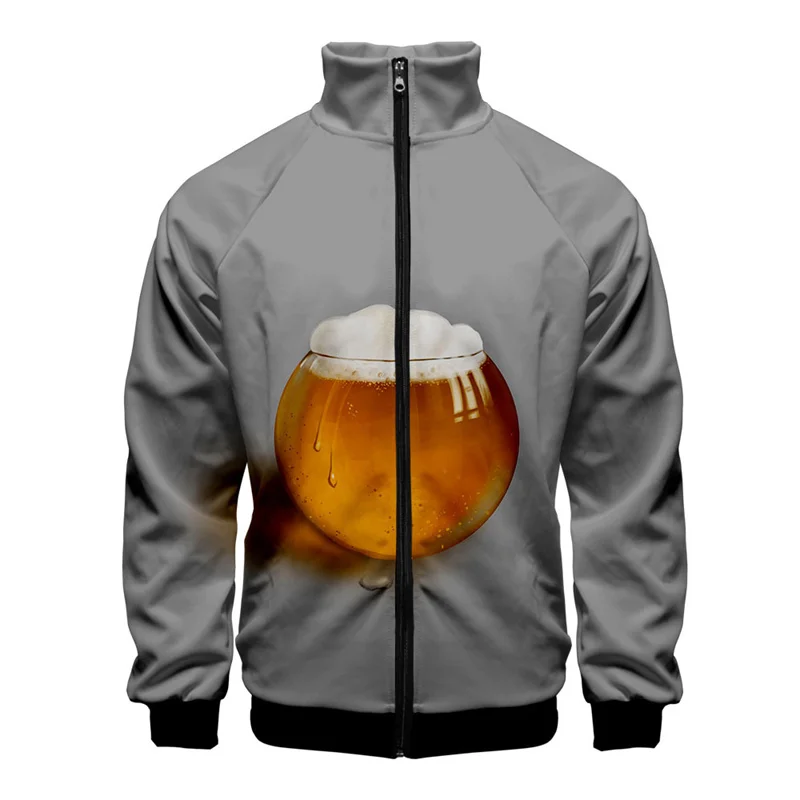 thumbnail image 1 of Chaqueta con estampado 3D de cerveza para hombre, ropa de calle moderna, abrigo de manga larga de gran tamaño, chaquetas con cremallera para exteriores, ropa Harajuku para niños, 1 of 5