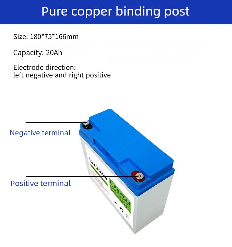 12V 20Ah LiFePO4 Deep Cycle Solar Battery Energy Storage Battery for RV Off-Grid