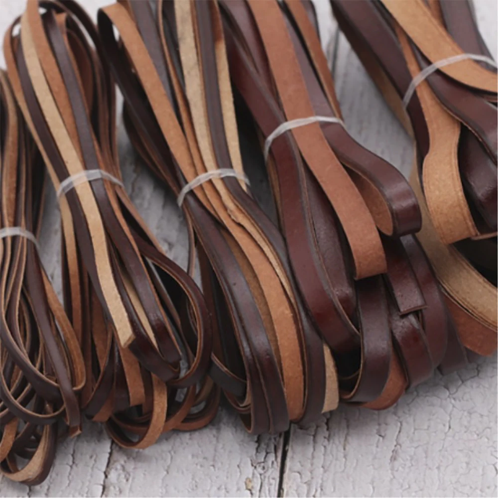 2meters Retro Coffee Genuine Leather Strap Findings 3/4/5/8/10mm Flat Leather Cord String Rope DIY Necklace Bracelet Making