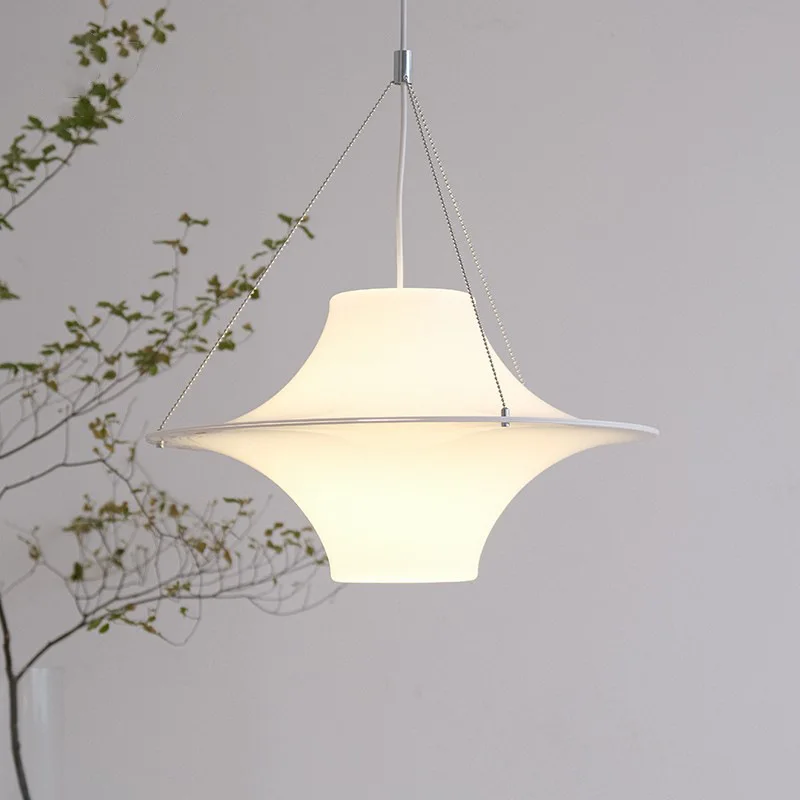 Milky White Flying Saucer Chandelier Dining Table Lamp Medieval Bauhaus Home Decor Study Room Living Room Dining Chandelier