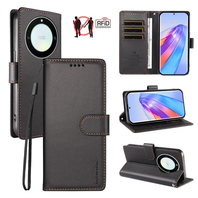 Advanced Anti-Theft Leather Flip Wallet Phone Case with Magnetic Card Slots