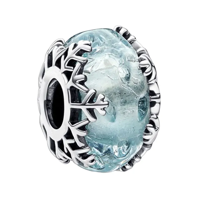 

Женские шармы-бусины в виде снежинок, серебро 925 пробы