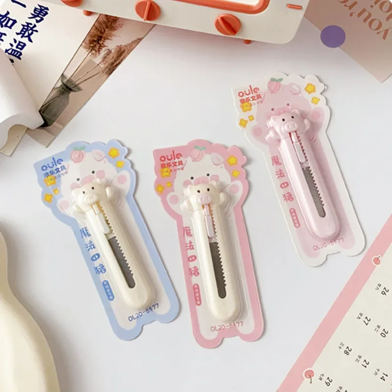 

Mini Portable Utility Knife Kawaii Cartoon Animal Rabbit Cat Piggy Box Cutter for Student Cute Scrapbook Stationery Paper Cutter