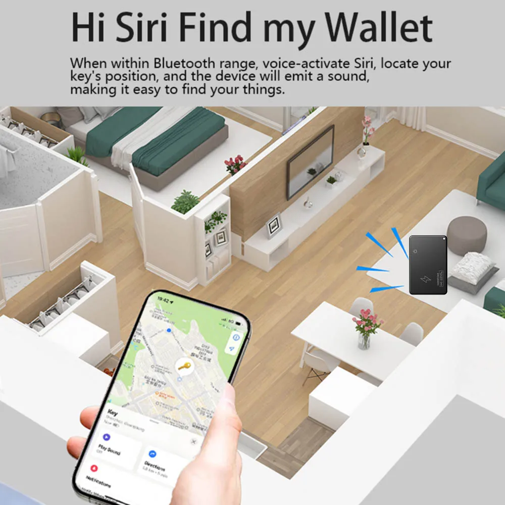 GPS Locator Wireless Charging Tracking Location Wallet Tracker Card Waterproof Work with Apple Find My App Bluetooth Tracker