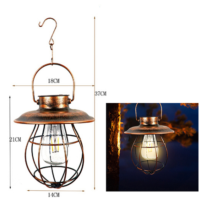 Solar Lantern Outdoor Hanging Solar Light Vintage Solar Lamp With Warm White Bulb For Garden Yard Patio Xmas Party Decor