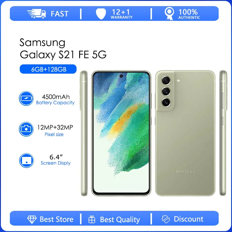 

Samsung Galaxy S21 FE 5G G990B G990U Original 6.4" 32MP 6G RAM 128GB ROM 4500mAh Fingerprint Battery Smartphone