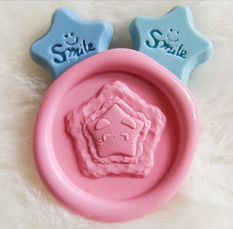 New Mini Wax Seal Stamp Lovely Star Candy 3D Laser Embossed Seal Copper Head Relief Fire Paint Scrapbook Envelope Sealing